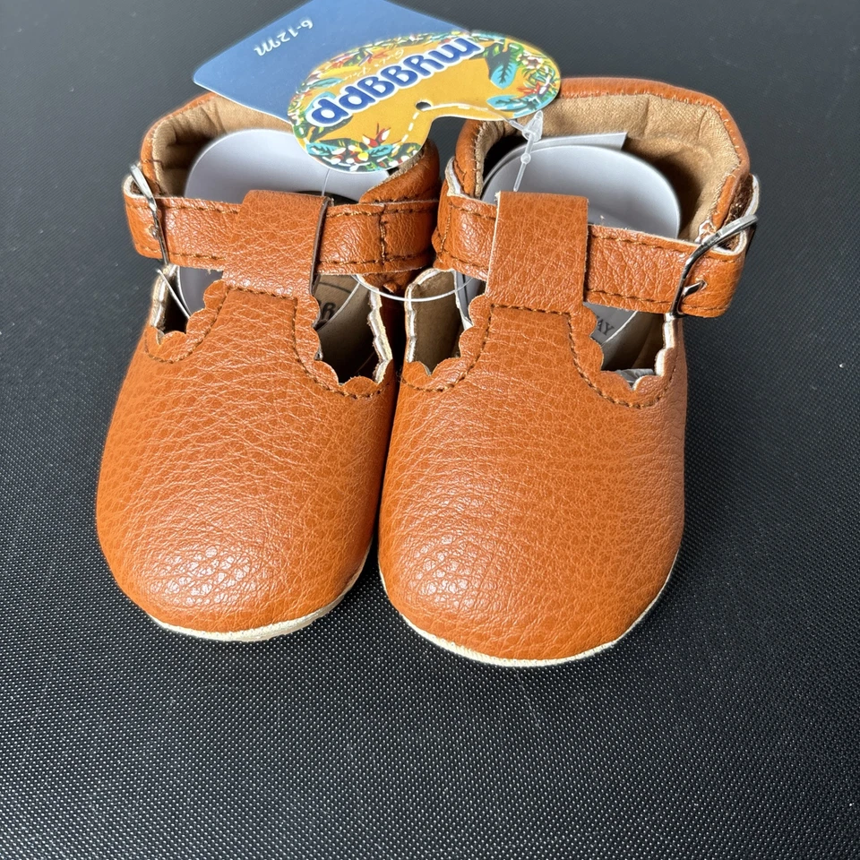 Suela Suave Bebé Mary Jane Bebé Tbar Zapatos Bebé Marrón Zapatos 6-12 Meses Nuevo Foto 3 de 4