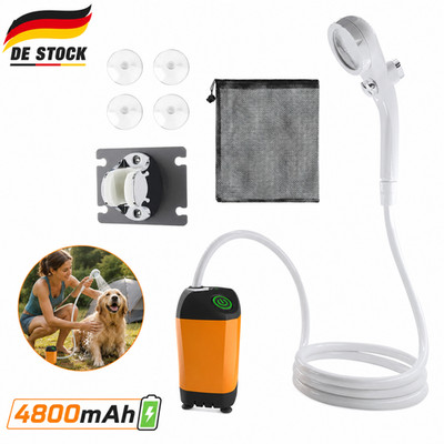 Duschpumpe Tragbare Campingdusche IPX7 4800mAh Akku mit Pumpe Temperaturanzeige