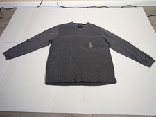 VanHeusen Studio Sweater Mens XL V Neck Long Sleeve Pinstripe Gray Pullover Top