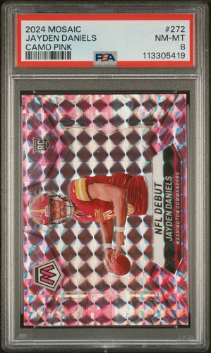 2024 Panini Mosaic #272 Jayden Daniels Camo Pink PSA 8 - Picture 1 of 2