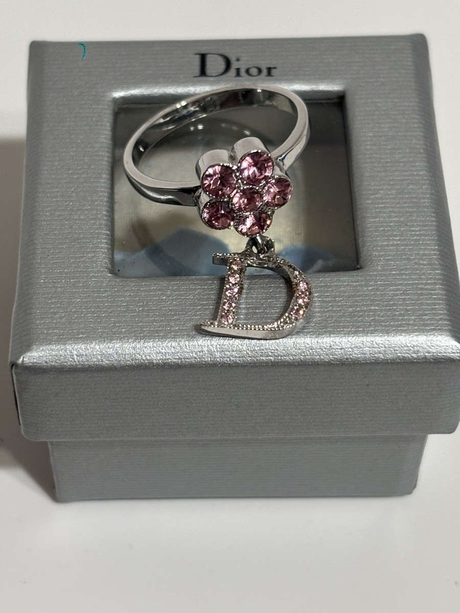 アクセサリー Vintage Christian Dior Line Stone Ring Christian Dior Ring US5 Silver Stone Logo Top 1.6 x 1.6cm