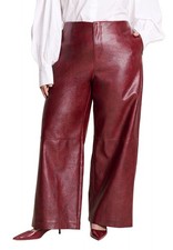 ELOQUII Women's Plus Size Textured Faux Leather Wide Leg Pant