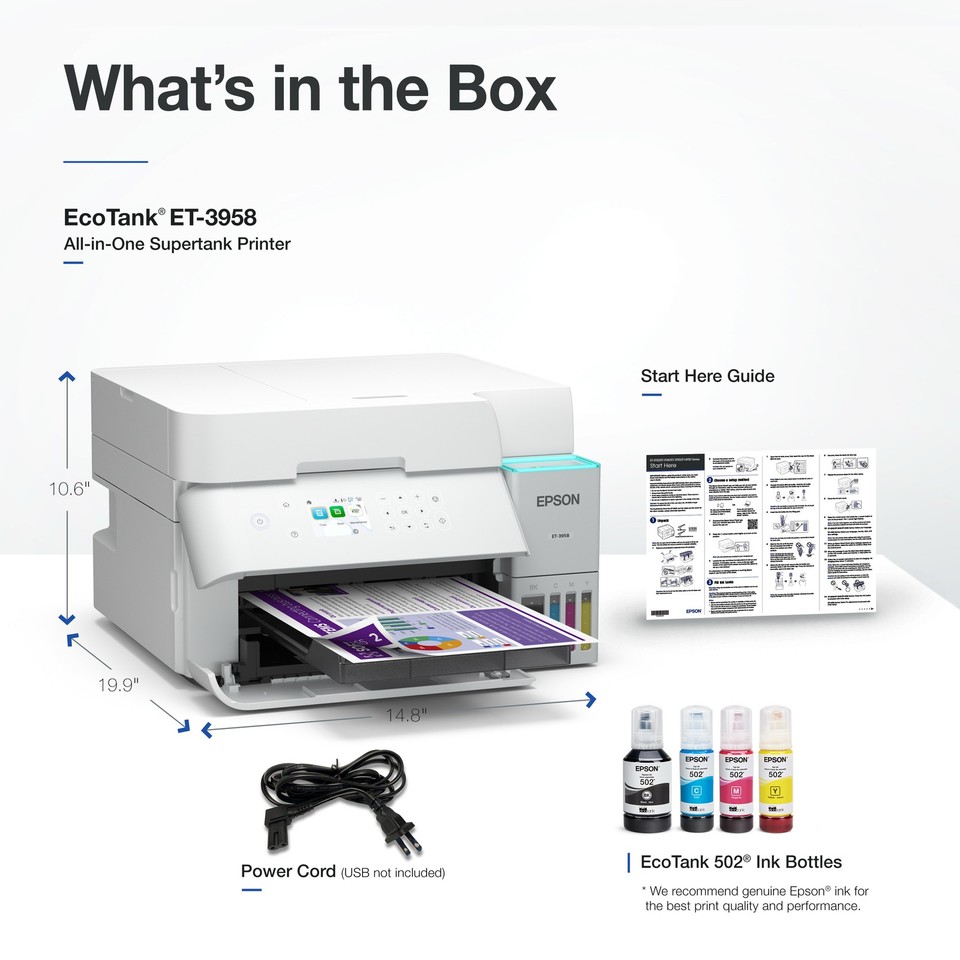 Epson EcoTank ET-3958 Wireless Printer - Certified Refurbished | eBay