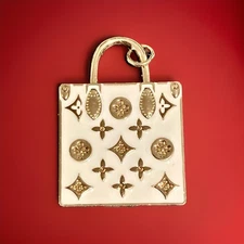 LV ZIPPER PULL White & Gold Tone 31mm Mini Bag Stamped