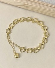 Sanrio Hello Kitty Gold Tone Kawaii Hello Kitty Bracelet Cutesy 5.5in+ 1.5in y2k