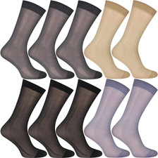 10 Pairs Mens Ultra Thin Dress Socks Silk Sheer Business Socks Soft Nylon Work T