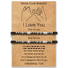 Couples Bracelets I Love You, Cute Couples Gifts for Boyfriend Girlfriend Long D