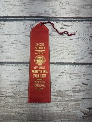 VTG Second Premium Poultry 41st Annual Pennsylvania Farm Show 1957 Stock Ribbon