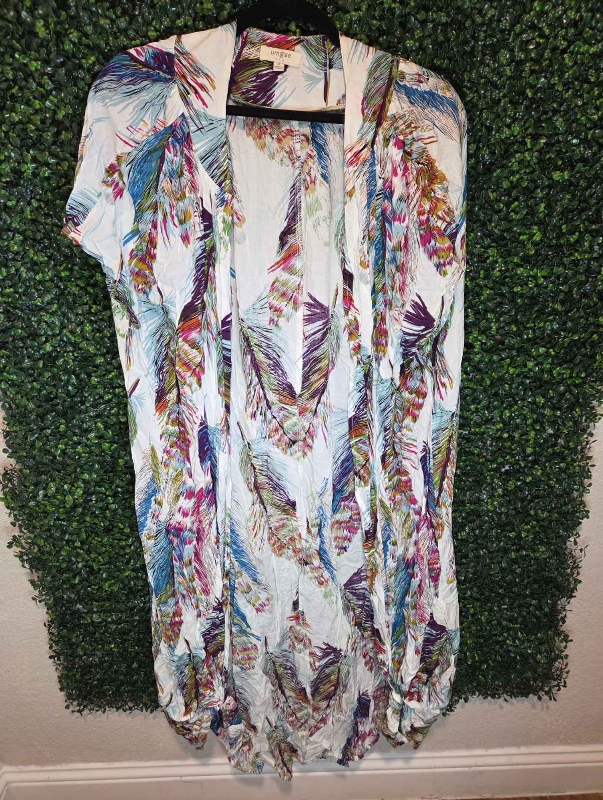 UMGEE Women's Multicolor Floral Print 3/4 Sleeve Kimono Top Size M