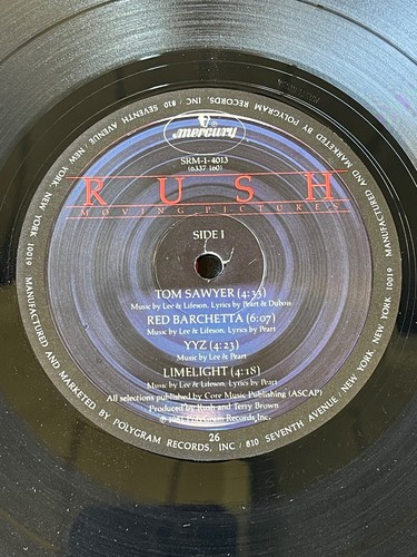 RUSH MOVING PICTURES VINYL LP SRM-1-4013 1981 Mercury Presswell 1st Pressing - Picture 4 of 6