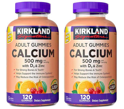 Kirkland Signature Calcium 500 mg with D3 & Zinc, 240 Adult Gummies