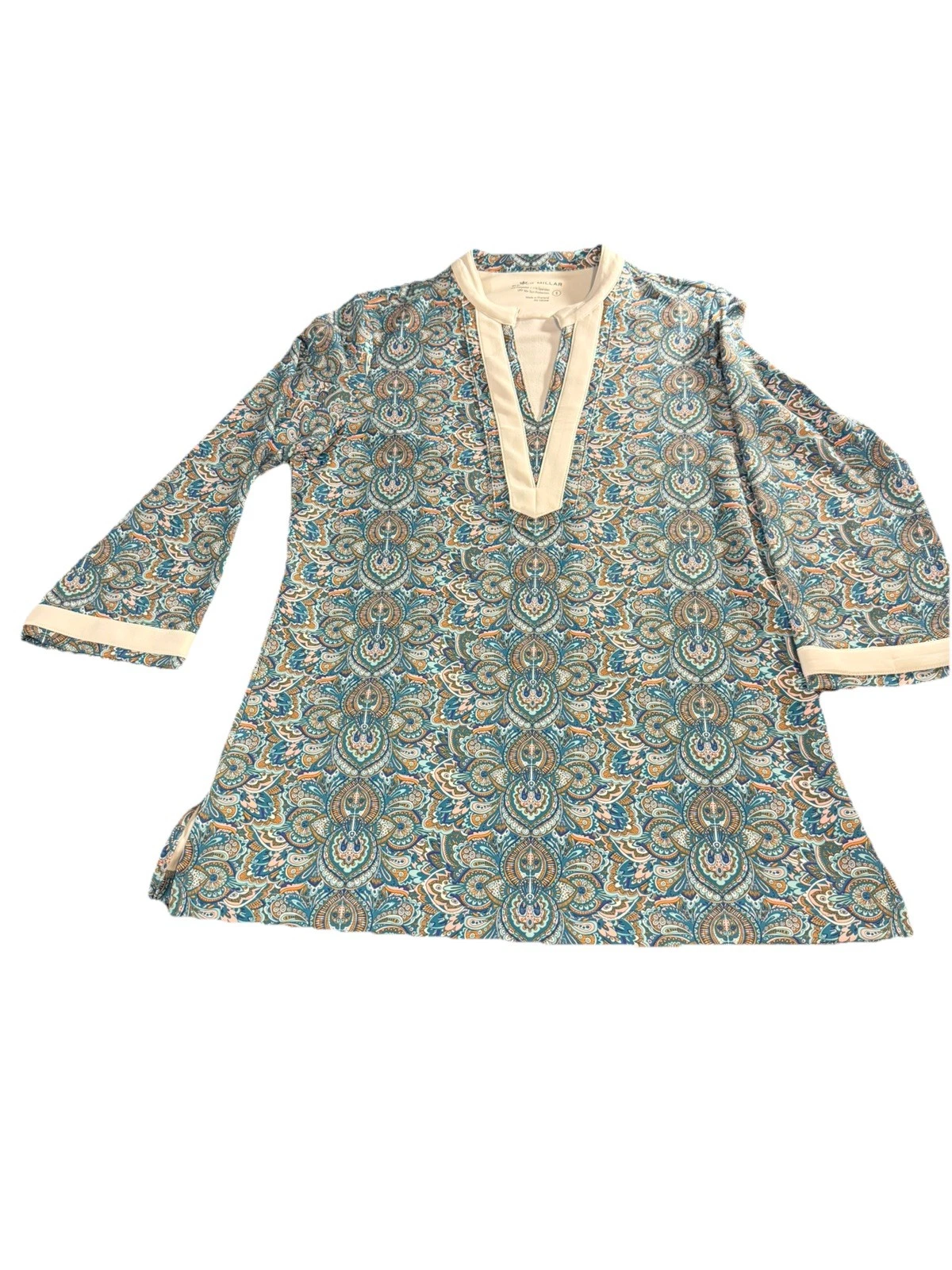 Peter Millar Womens UPF 50+ Tunic Top Paisley Performance Golf Shirt Small