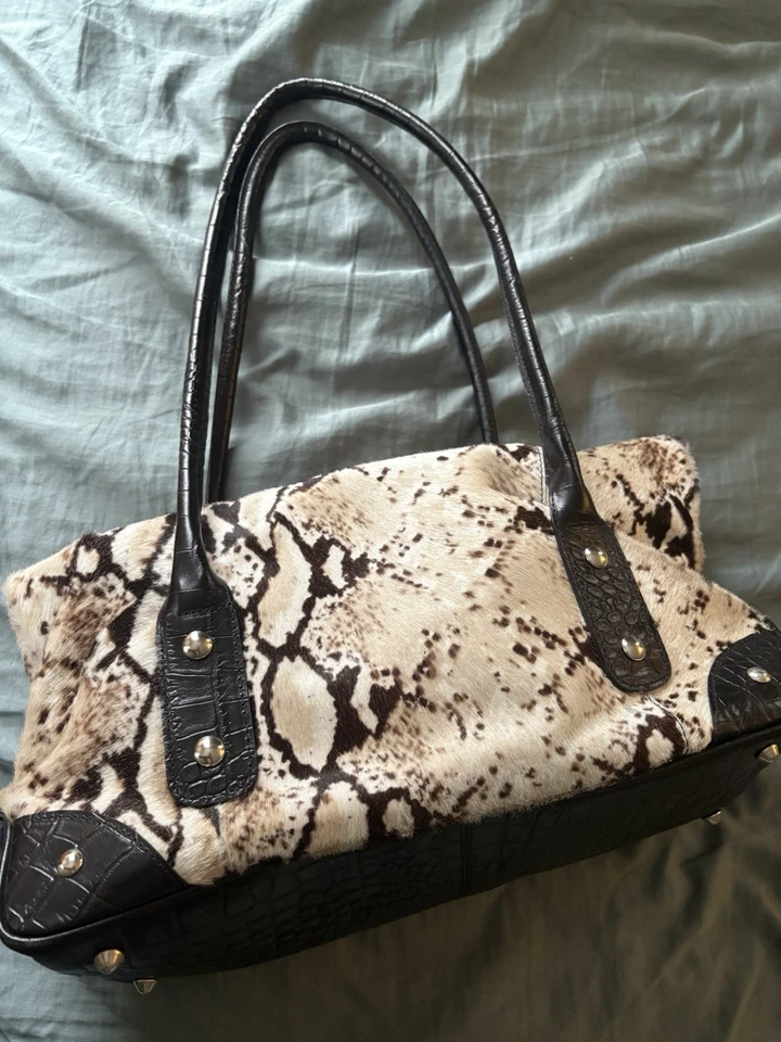 Cartera Maurizo Tatuti Italiana Piel de Vaca Cuero Estampado de Cebra x Grande Foto 2 de 3