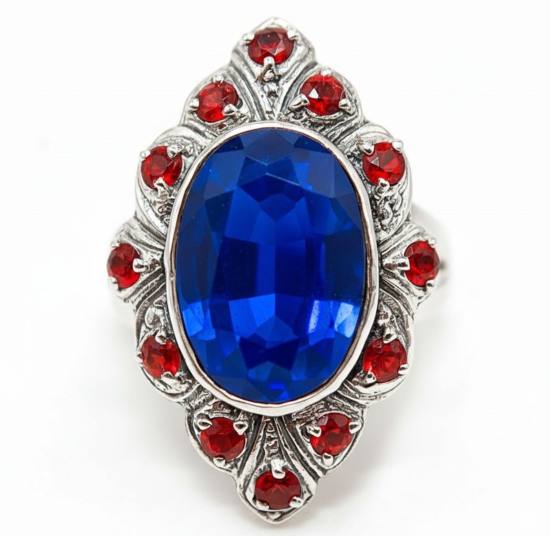 10CT Heat Treated Kyanite 925 Solid Sterling Silver Art Nouveau Ring Sz 5 PC12-2