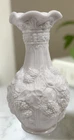 Vintage Imperial Glass Loganberry Pattern Milk Glass Vase 10 in. Ruffled Rim