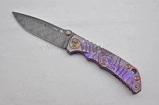 NIB Spartan Blades Harsey Custom Knife - 4" SS Damascus, Plague Doctor - Purple