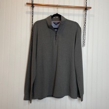 NWT Ben Sherman Mens Charcoal Heather Quarter Zip Mock Neck Sweatshirt Size L