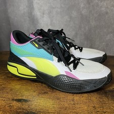 Puma Court Rider SWxP 377420-01 Men's US 9.5 Shoes White Yellow Alert Sneakers