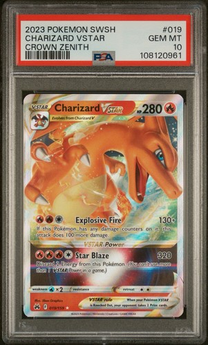 2023 POKEMON CHARIZARD VSTAR #019 SWORD AND SHIELD CROWN ZENITH PSA 10