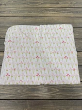 Floral Cotton Baby Receiving Blanket With Pink & Green Pattern