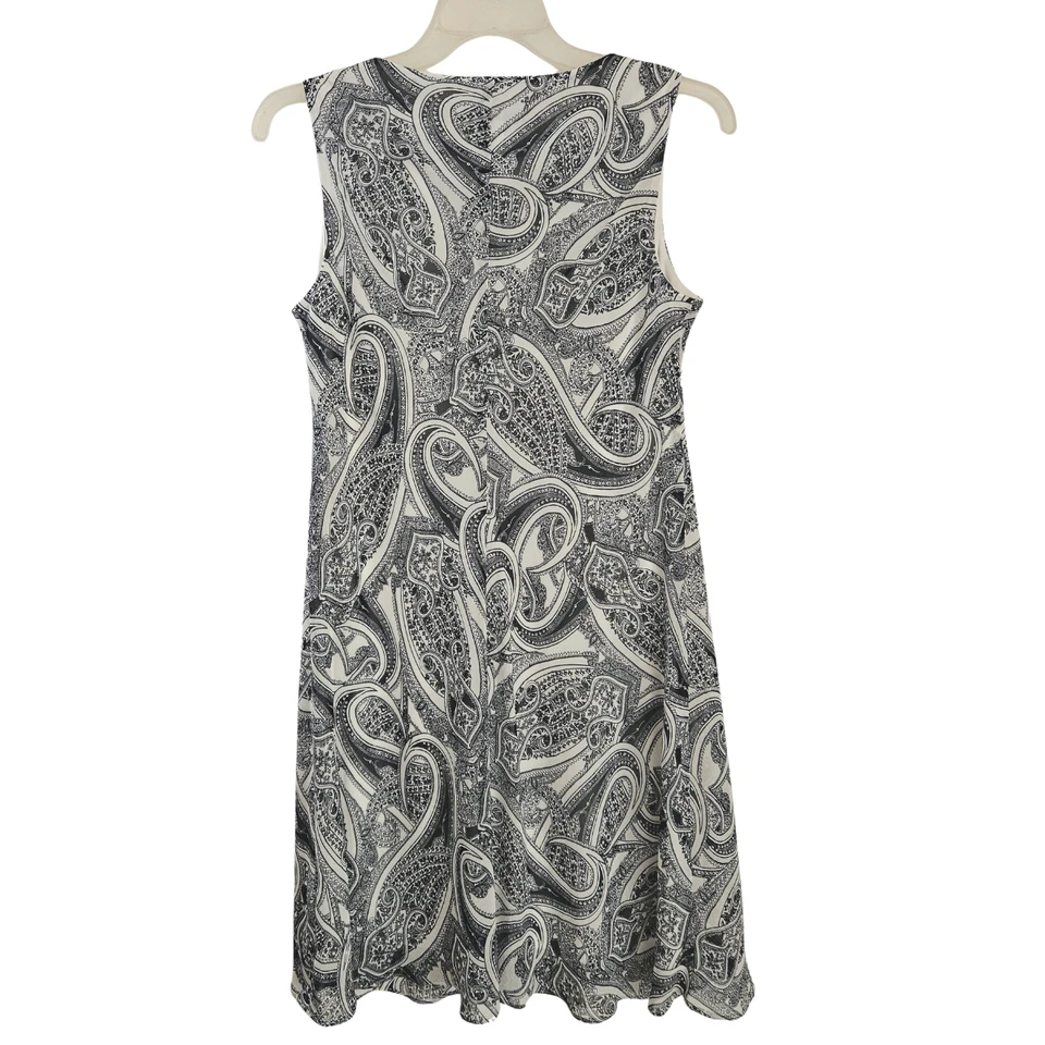 Vestido Nine West para mujer 6 azul marino y blanco cachemir sin mangas forrado Foto 3 de 4