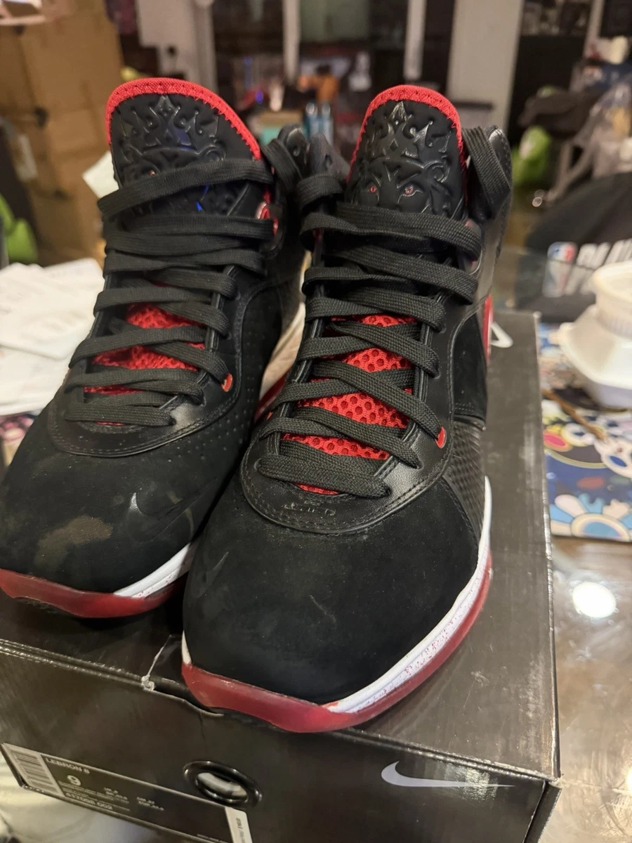 Nike Lebron 8 Black White Varsity Red Bred 2010 Men Size 9 Shoes
