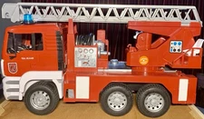 2001 Bruder Man Fire Engine Truck Working Lights & Sirens Extension Ladder Hose