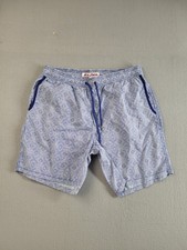 Mr Swim Men Swim Trunks M Blue Geometric Elastic Waist Drawstring Beach Pull On