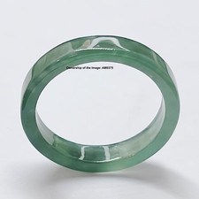Natural Jadeite Jade Band Ring Women Men Blue Water Natural Jade US Size 6-9
