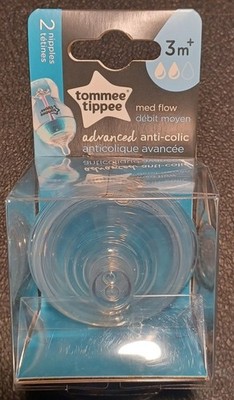 NEW 2-Pack Tommee Tippee 3 month + Advanced Anti-Colic Medium Flow Nipples    -Z