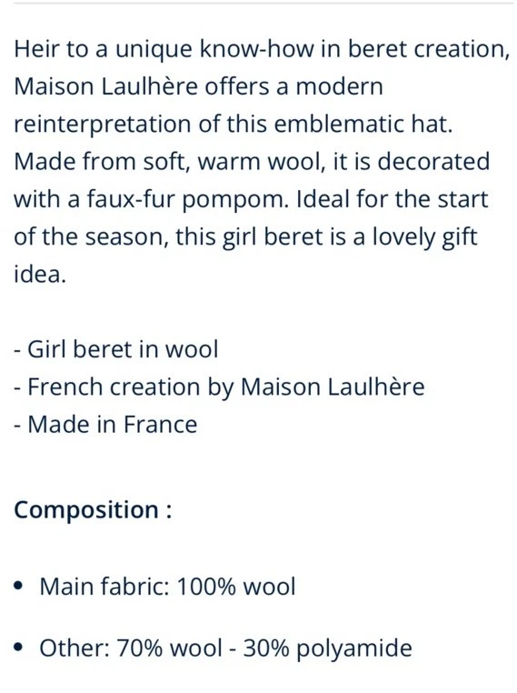 Sombrero Boina Jacadi Paris Azul Marino Niñas Talla 4-5 Años Hecho en Francia Foto 4 de 4