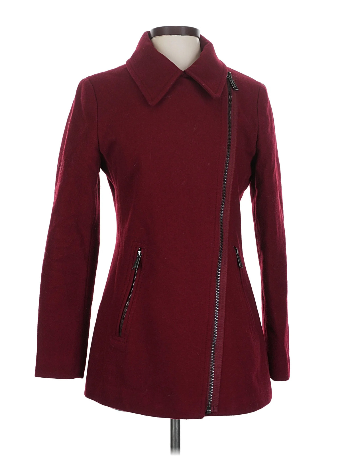 Calvin Klein Women Red Wool Coat XS