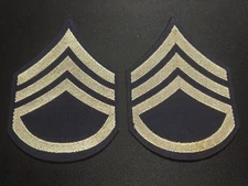 WW2 US Army Staff Sergeant Cheveron Rank Pair Gold On Black