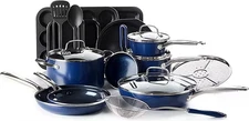 20 Piece Nonstick Cookware Set, Diamond Ceramic Pots & Pans, Dishwasher & Metal 