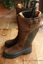 Le Chameau Brown Nubuck Green Canvas Shoes Boot Mens UK 8 US 8.5 EU 42