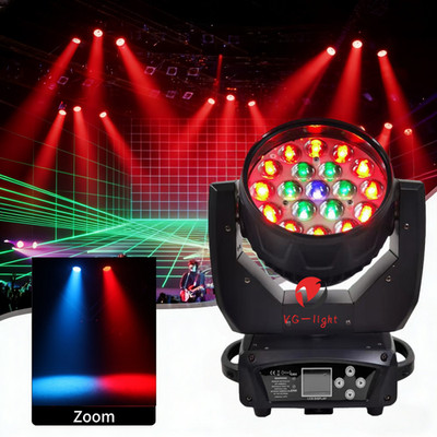 US Mac Aura 19x15W Moving Head Wash Lights DMX Zoom RGBW 4in1 Stage Lighting