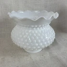 Vintage Hobnail Milk Glass Ruffled Student Lamp Shade 3” Fitter 5.25” Tall