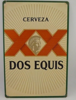 Dos Equis XX Beer Tin Sign Vintage Style Mexican Cerveza Bar Cantina Wall Decor