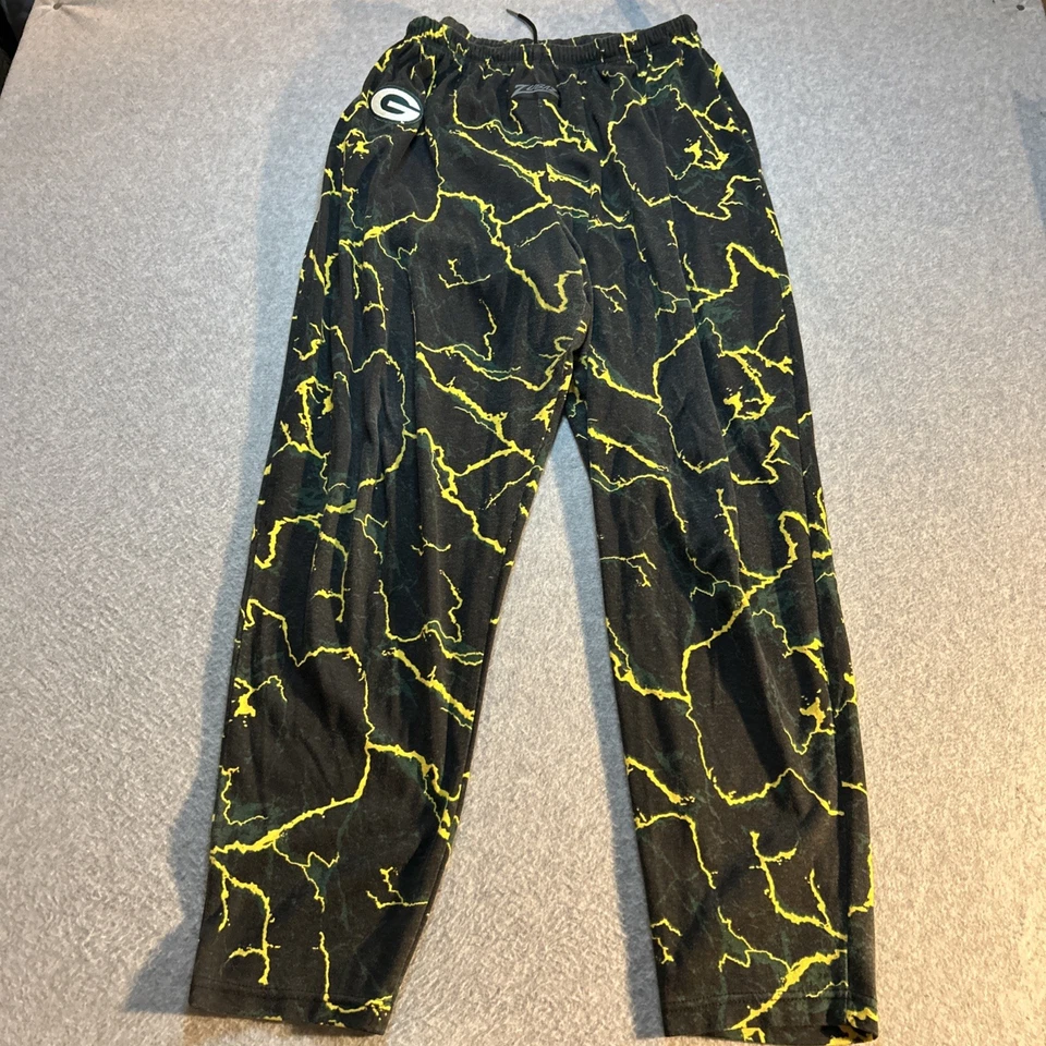 Calça Zubaz NFL Green Bay Packers vintage anos 90 com cordão - Masculina média M - Imagem 4 de 4