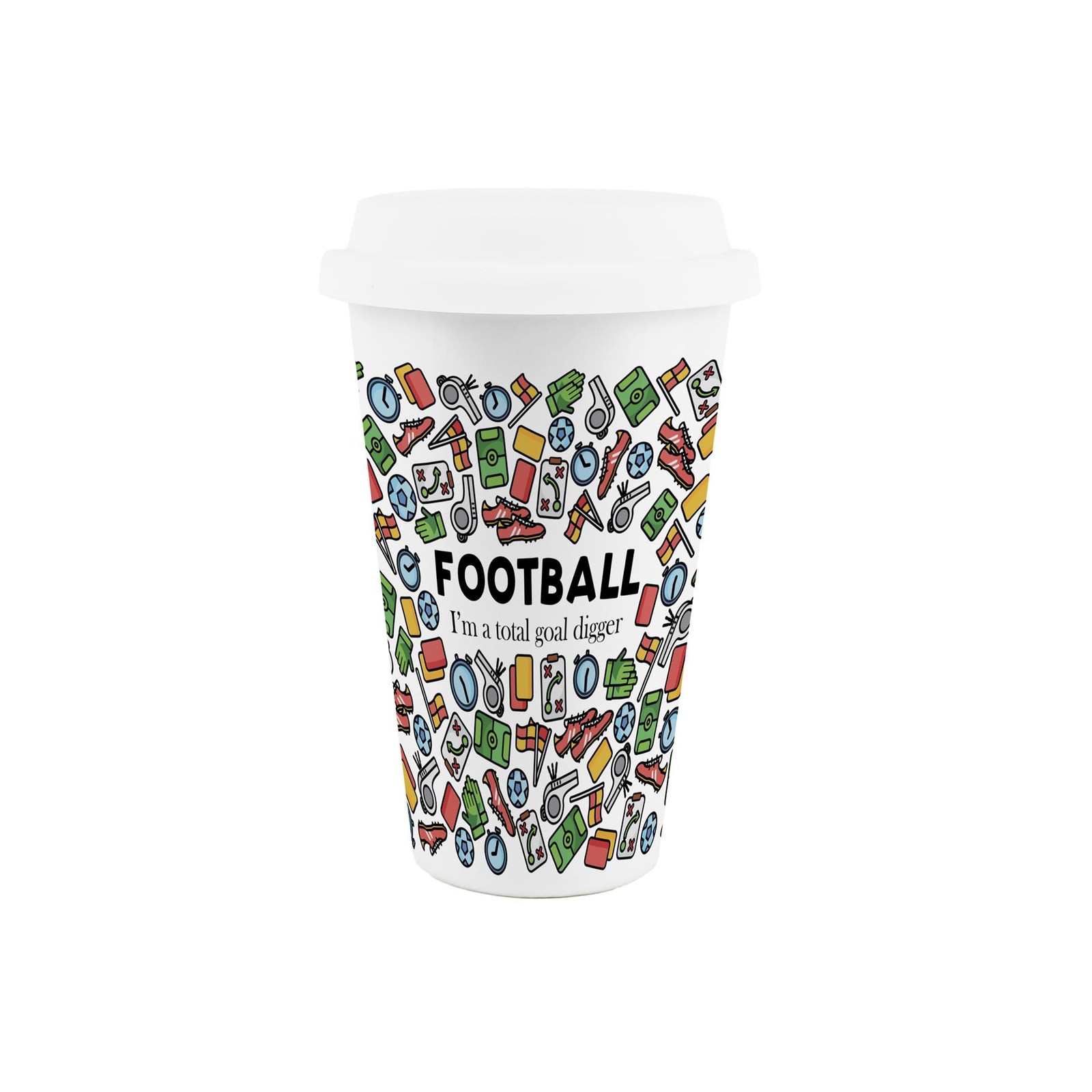 Novelty Football Sports Travel Mug - Reusable Ceramic Cup Gift for Sports Fans