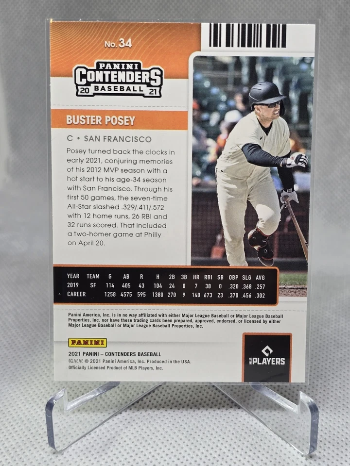 2021 Panini Contenders Season Ticket #34 Buster Posey - San Francisco Giants - Image 2 of 4