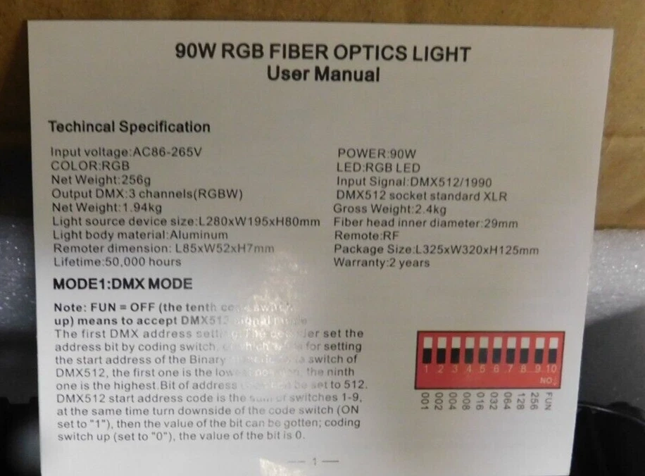 DMX 90W RGB Fiber Optics Light With Remote - Image 3 of 4