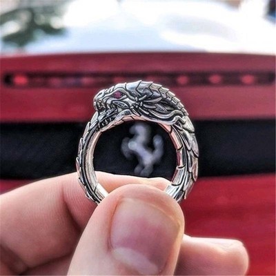 Men Fashion Dragon Ring Punk Viking Nordic Giant Dragon Biker Jewelry Size 7-12