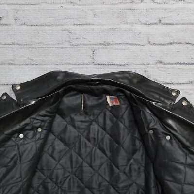 Schott Perfecto Leather Motorcycle Jacket Size 44 Black Made in