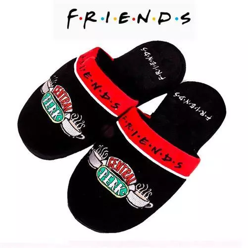 Friends Central Perk Unisex Black Slippers TV Show Logo Mens