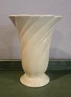 Shawnee USA Yellow Swirl Vase 1940's Pottery Urn Ribbed 10" Vintage