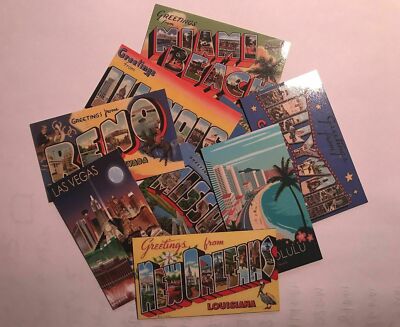 (P1) VINTAGE ''GREETINGS FROM'' TRAVEL SOUVENIR FLEXIBLE REFRIG MAGNETS 2'' x 3''