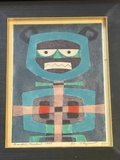 Bangkok Thailand Etching Modernist Expressionist 1970’s Abstract Portrait Rare