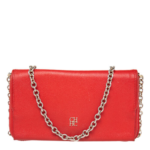 CH Carolina Herrera Red Monogram Leather Crossbody Bag - Picture 1 of 10