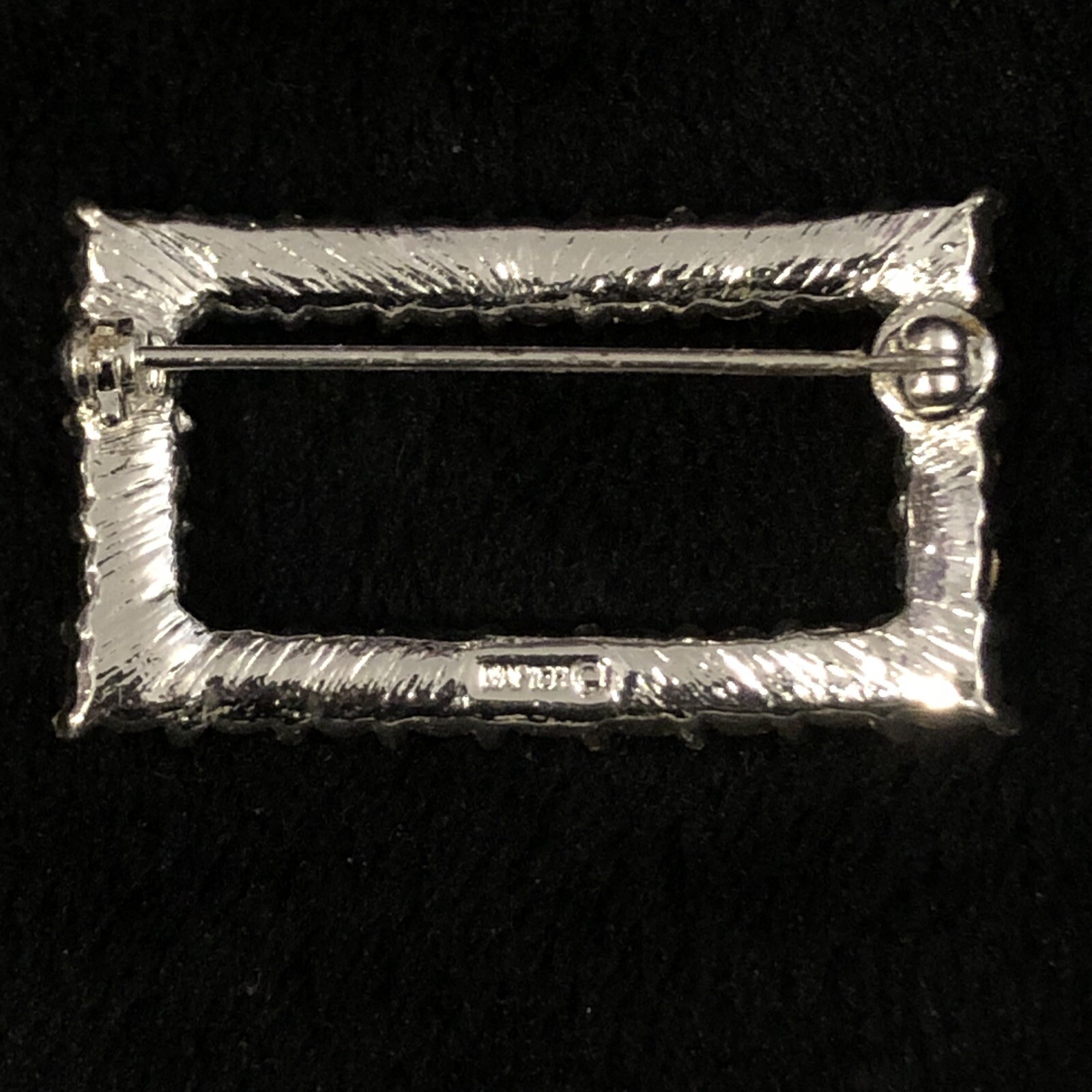 Napier Black & White Rectangular Rhinestone Brooc… - image 2